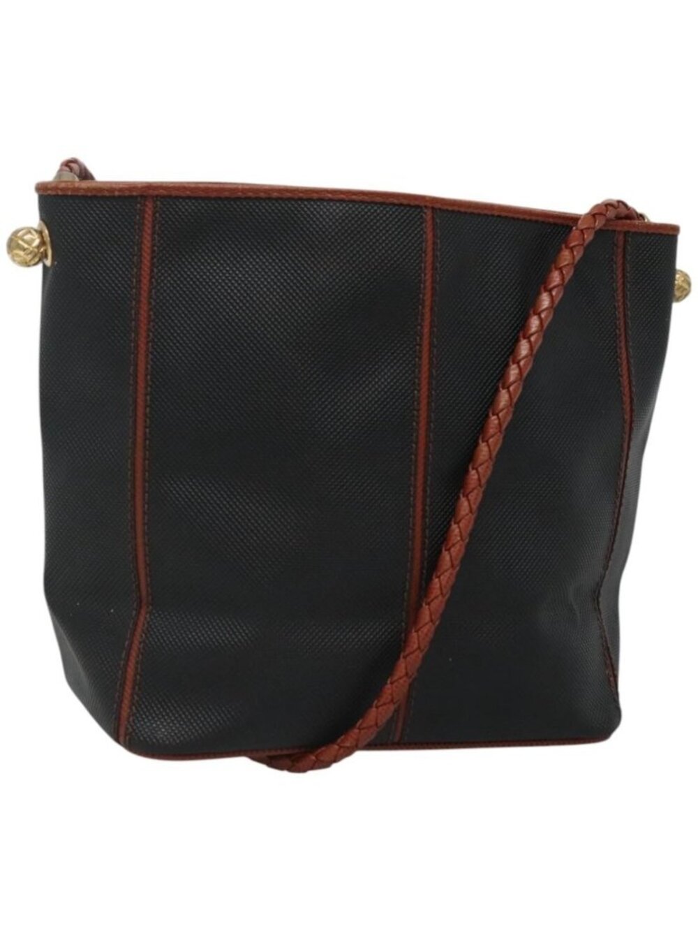 BOTTEGA VENETA Shoulder Bag PVC Leather Black Brown gold